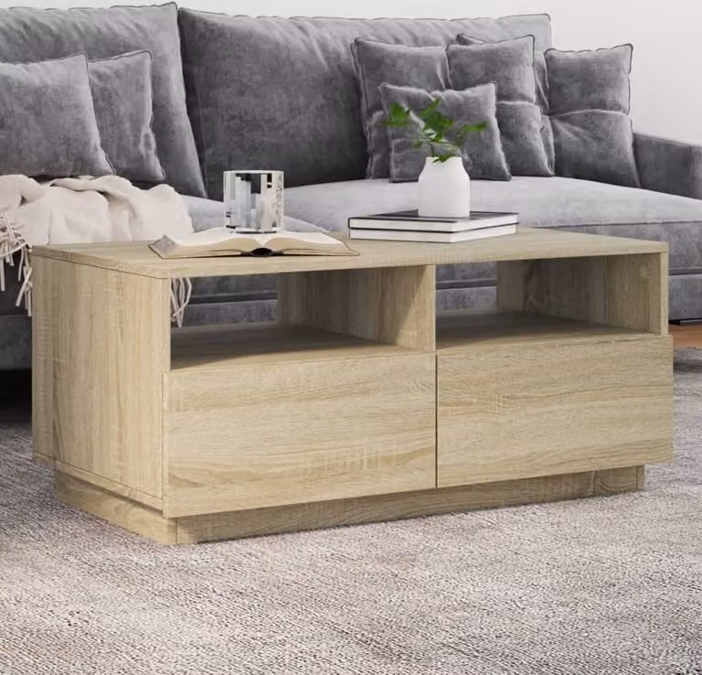 Maison Exclusive - Tavolino con luci LED in rovere Sonoma 90x49x40 cm