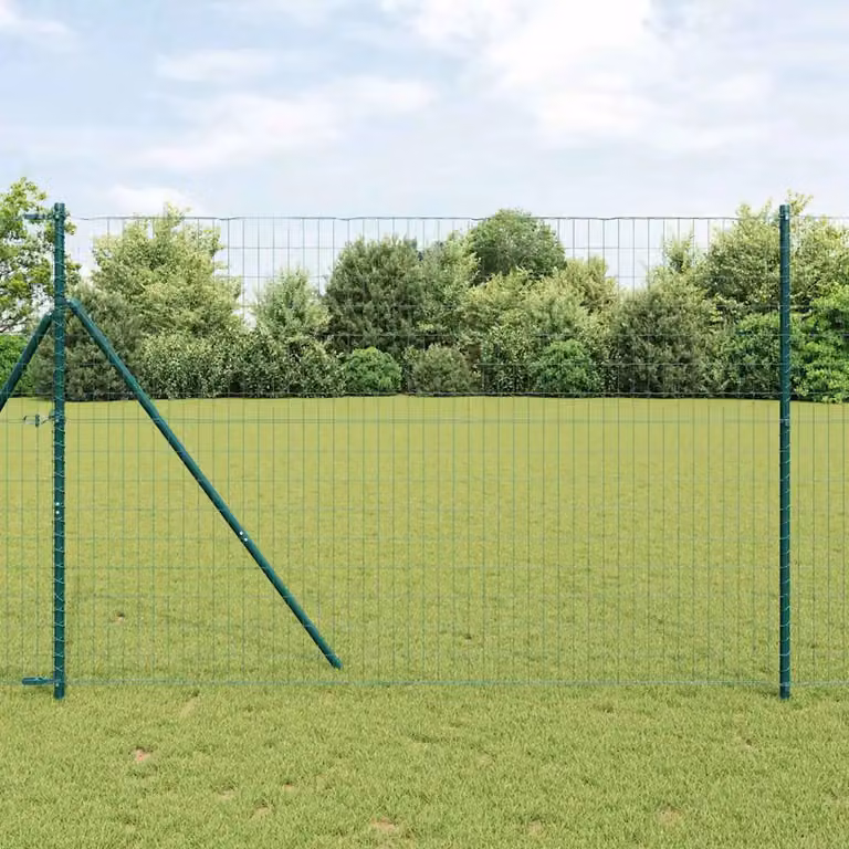 Recinzione in rete verde rivestita in PVC vidaXL per fissaggio a terra, L: 10 m, H: 1,6 m