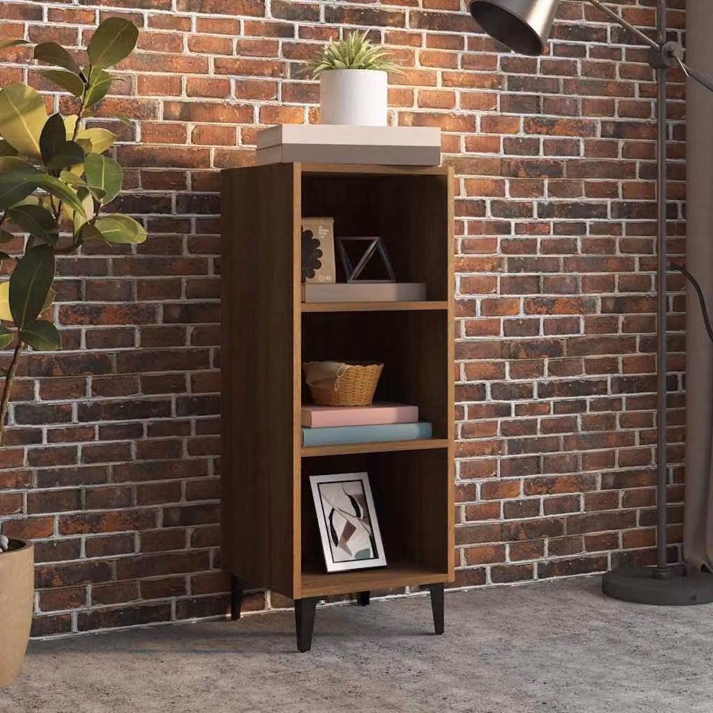 Credenza in stile industriale vidaXL in legno e metallo, colore marrone rovere, L 34,5 cm x P 32,5 cm x H 90 cm