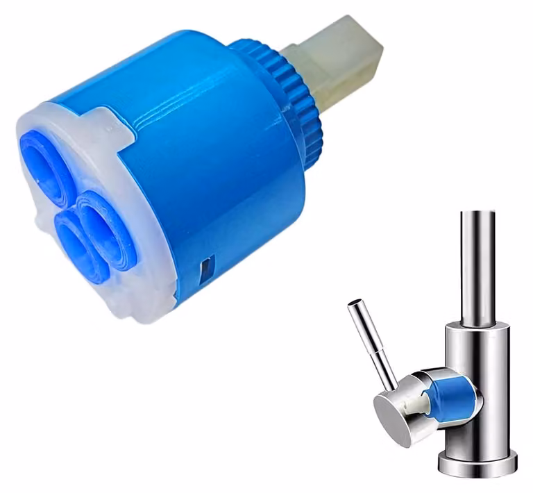 Cartuccia di ricambio in Vetroceramica di alta qualità per rubinetti da cucina - diametro 35 mm - Adatta per miscelatori e rubinetti per doccia - Compatibile con miscelatori monocomando da 35 mm