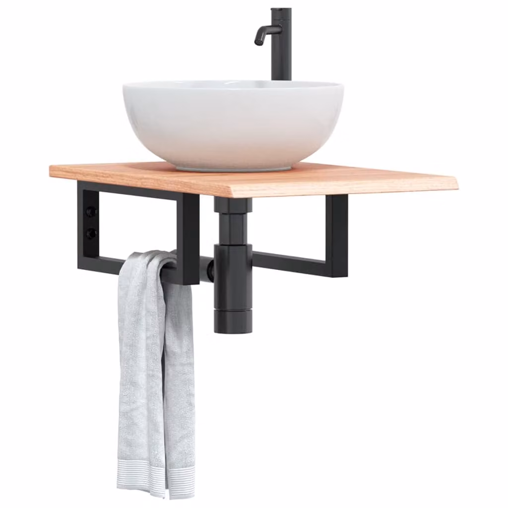 vidaXL Ripiano da parete per bagno in legno di rovere e metallo nero e marrone