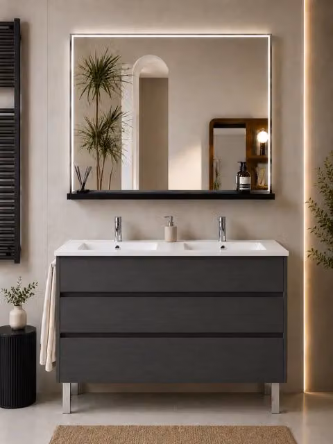 Mobile bagno con lavabo ORIGENBATH IMPERIA senza specchio 120x45 cm doppio lavabo grafite