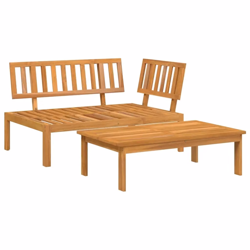 Set Salotto da Giardino in Legno di Acacia Marrone con Divani e Tavolino – 2