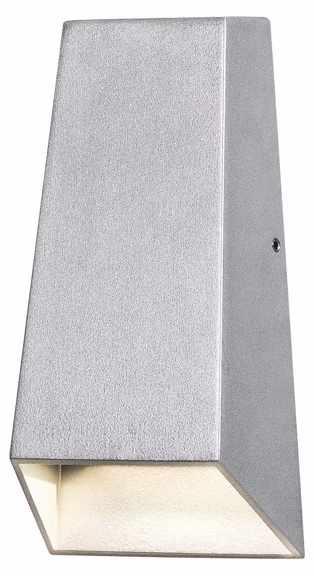 Lampada da parete a LED ad alta potenza, 2x3W, grado di protezione IP44, alluminio, colore grigio argento, dimensioni 9x6,5x17 cm
