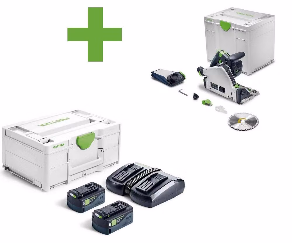 Sega ad immersione a batteria Festool TSC 55 KSEB-Basic + set energia SYS 18V 2x5,0/TCL6DUO