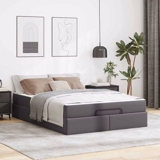 Struttura letto con materasso Altro 2 pz Grigio PVC 3399435