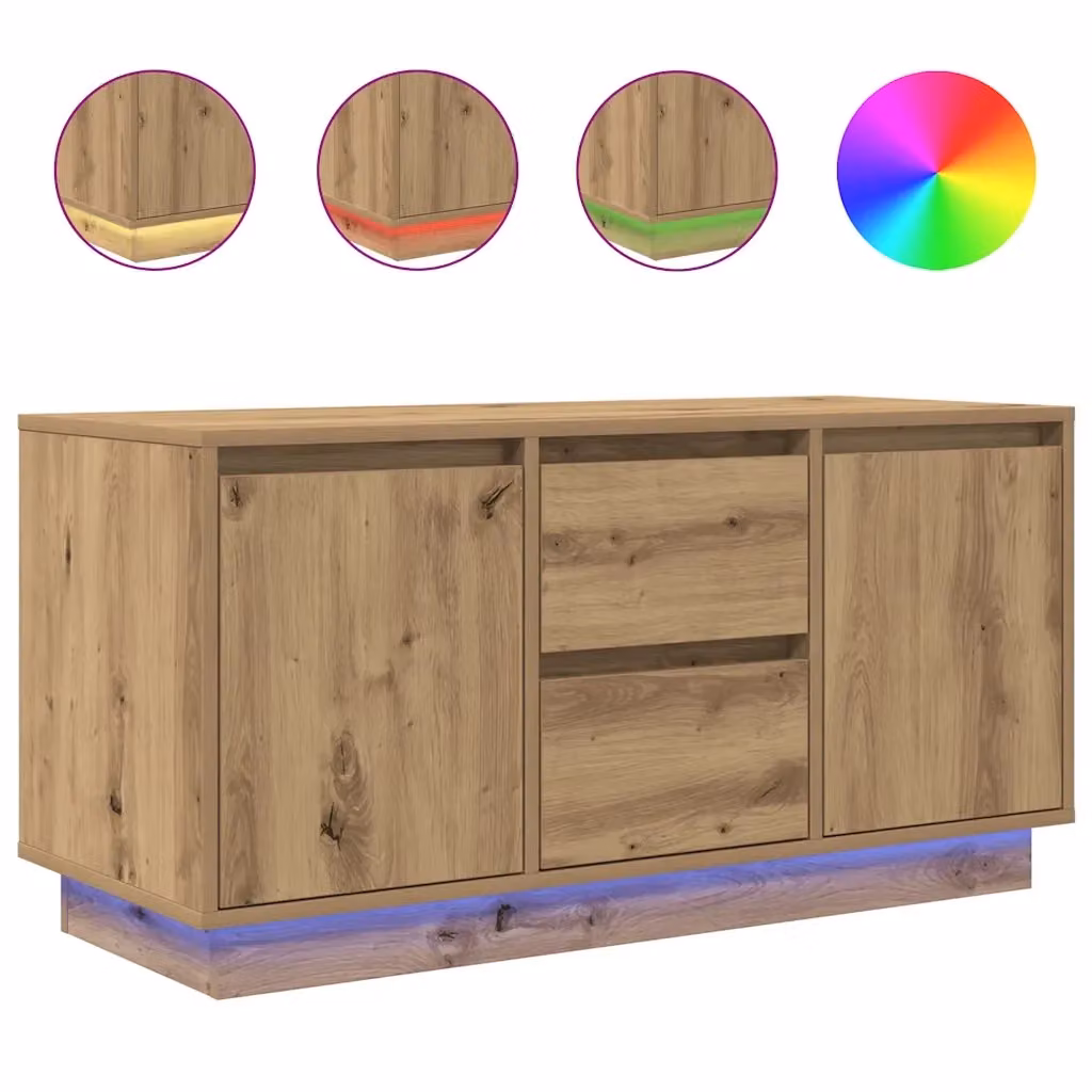 Mobile Porta TV Moderno vidaXL in Rovere con Luci LED Integrate, Marrone, L 100 x P 41 x H 50 cm – 2