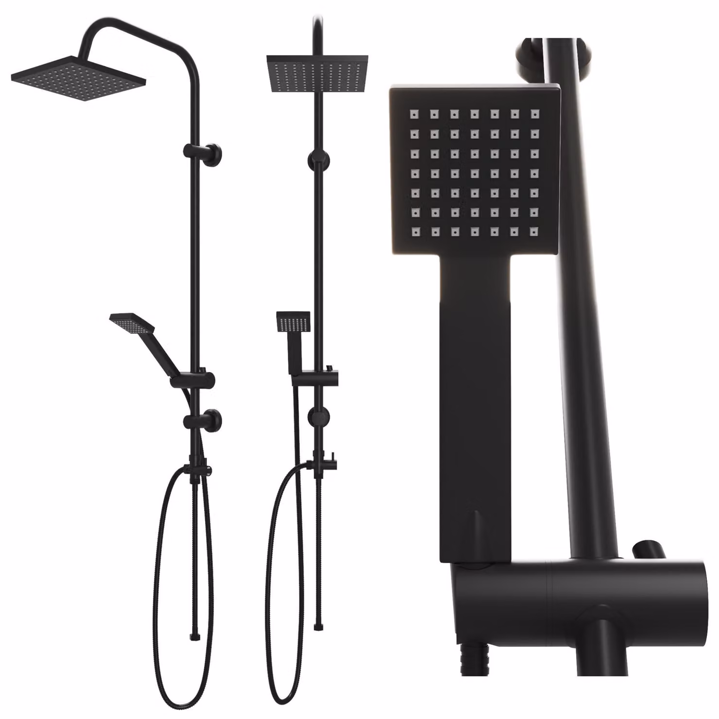 Granitan - Set doccia - Sistema doccia - Nero - Doccia a pioggia - ERIE