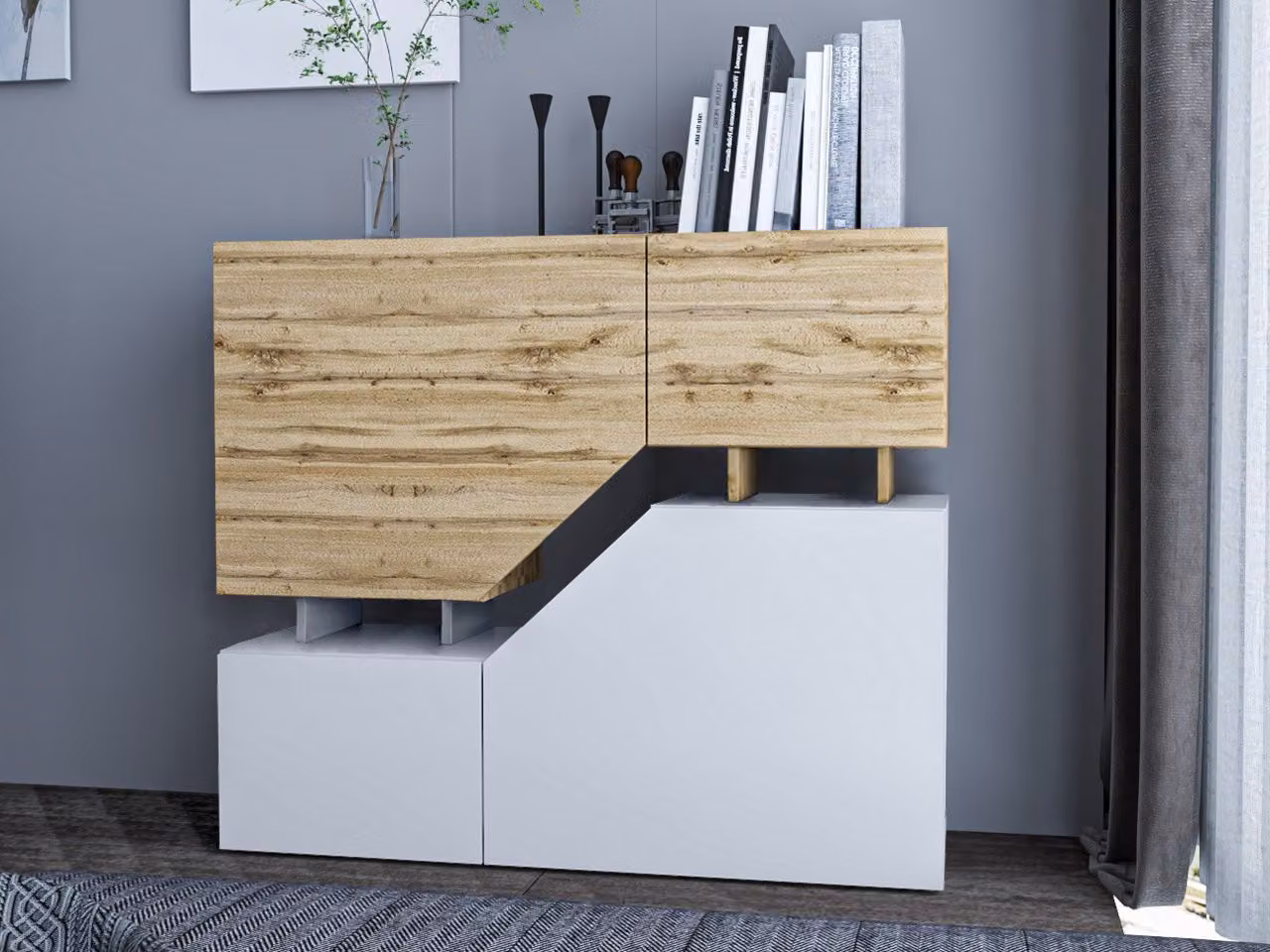 MIRJAN24 Comò Ceelias, credenza moderna per soggiorno con ante, credenza alta industriale (colore: bianco / Wotan)
