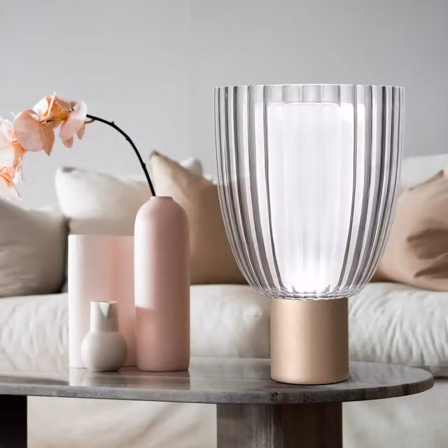Italamp Universale Lampada da Tavolo Moderna in Vetro e Metallo con LED Warm White