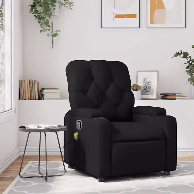 Poltrona relax reclinabile vidaXL in similpelle nera con braccioli e struttura in legno e metallo
