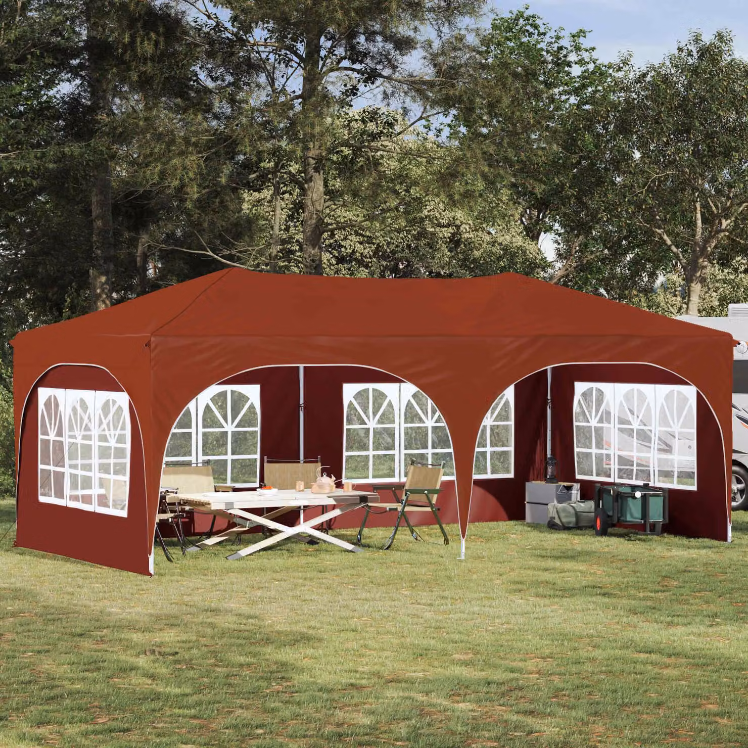 Maison Exclusive - Tenda pop-up per feste, dimensioni 575 x 288 x 245 cm, tessuto Oxford color terracotta