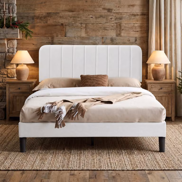 Letto imbottito VECELO, 140 x 200 cm, matrimoniale, con testiera regolabile in altezza, struttura robusta