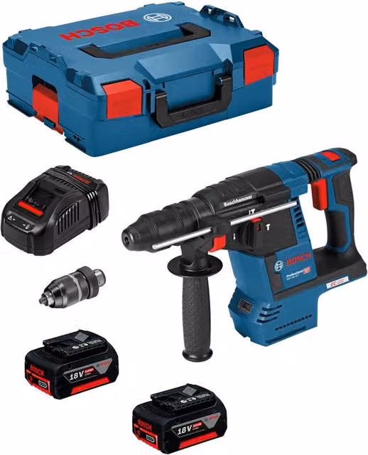 Martello Perforatore Bosch GBH 18V-26 F con 2 batterie da 5,0 Ah e caricabatterie GAL1880CV in versione blu – 1