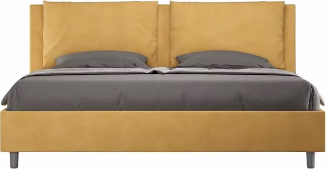 BS COM Letto matrimoniale king size senza rete imbottito 170x190 microfibra ocra