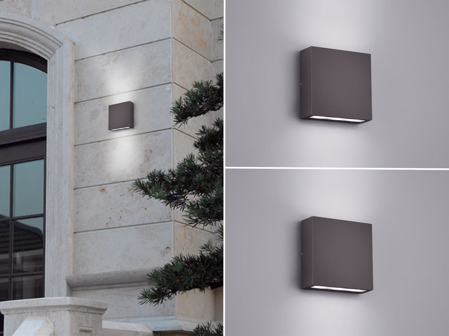 Set di 2 applique LED per l'illuminazione di facciate esterne e interne di colore antracite SU/GIÙ