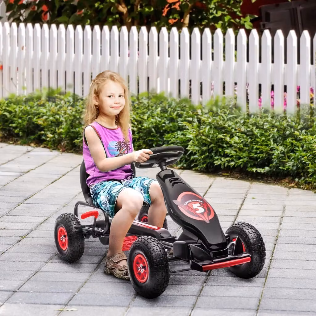 EasyComfort Go Kart a Pedali per Bambini con Sedile Regolabile e Ruote Gonfiabili, Rosso e Nero – 2