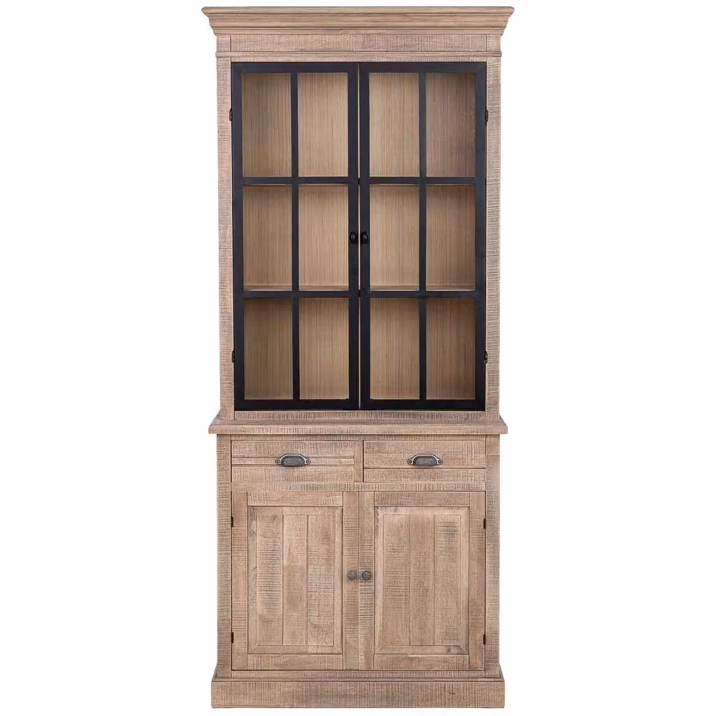 Vetrina Wanderlust Deco in legno e vetro marrone con ante in vetro, L: 87 cm, P: 40 cm, H: 198 cm – 2