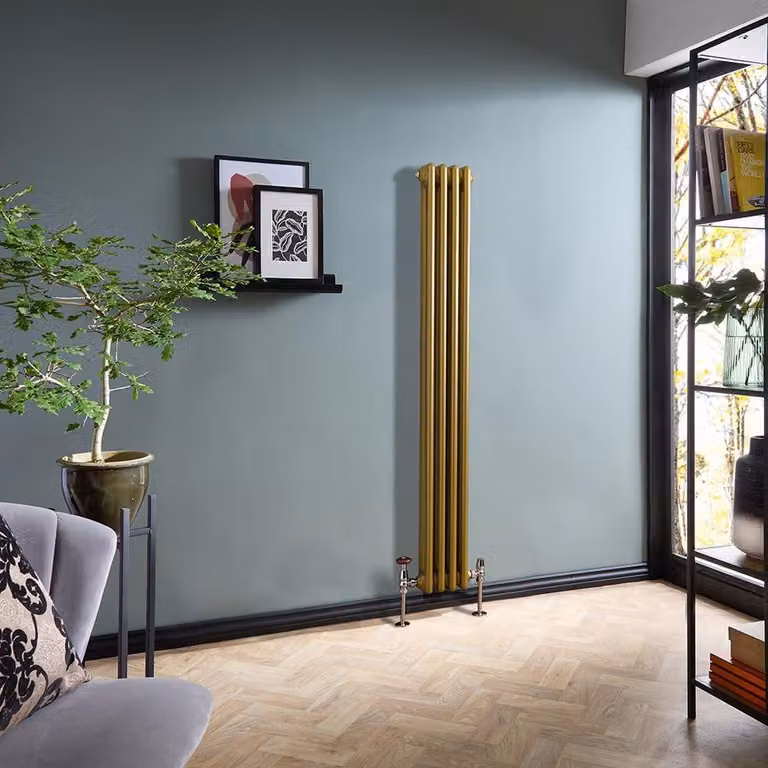 Radiatore Tradizionale Verticale a Doppia Colonna - Oro Metallizzato - 1500mm x 200mm - Regent by Hudson Reed