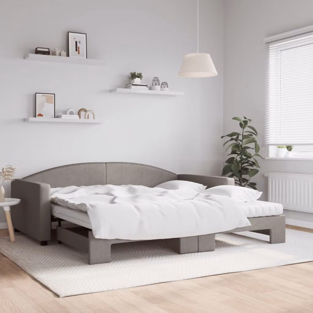 Maison Exclusive - Divano letto estraibile con materassi color taupe 100x200 cm in tessuto