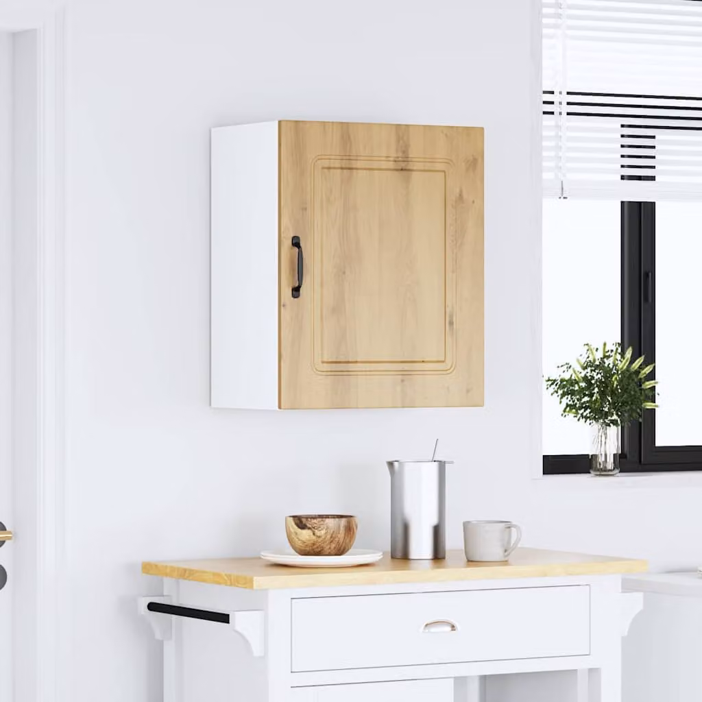 Pensile da cucina moderno vidaXL Kalmar in legno color rovere marrone con ante a battente L 60 cm, P 31 cm, H 50 cm