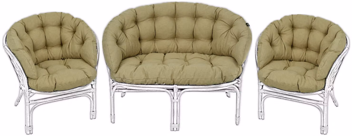 AMPO Cuscino imbottito per gruppo in rattan Set di mobili in rattan Bahama sedia + panca in rattan