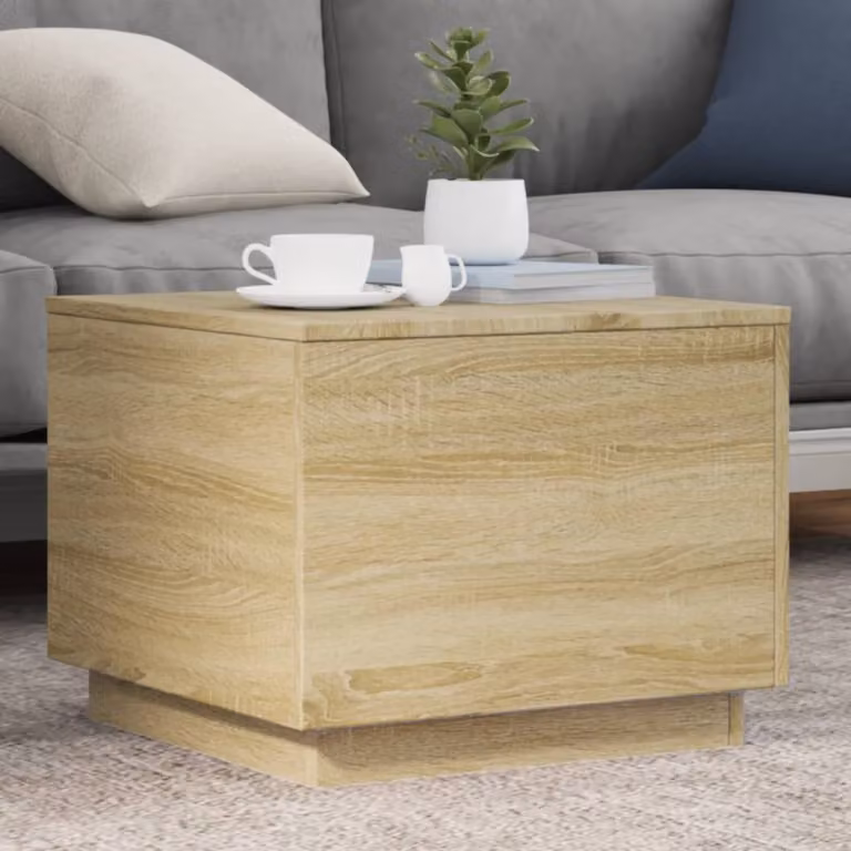 vidaXL Tavolino da Salotto Moderno in Legno e Metallo, Colore Rovere, L/P/H: 50 x 50 x 40 cm