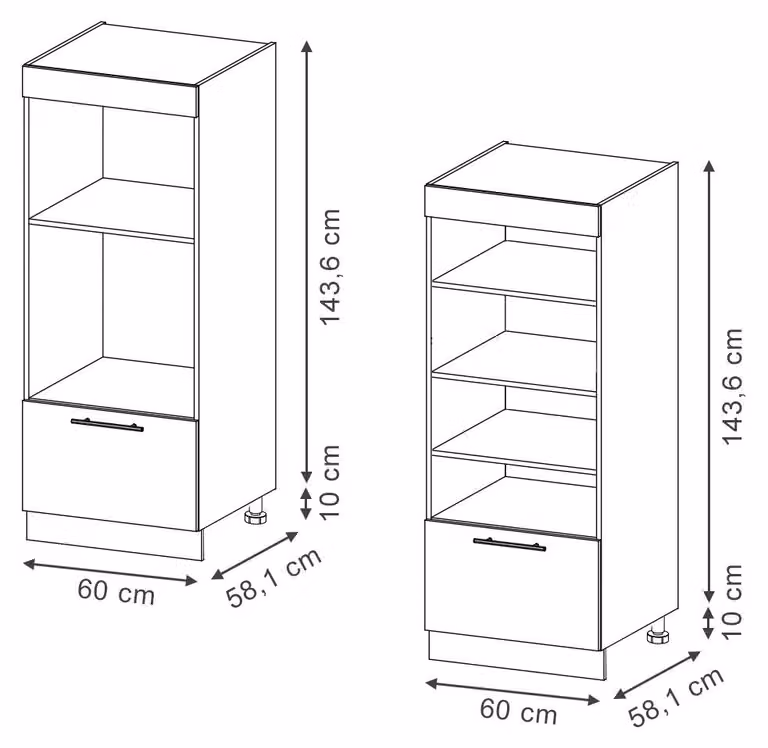Scaffale da cucina Vicco Fame-Line Bianco rustico/Antracite 60 cm, Model 62230