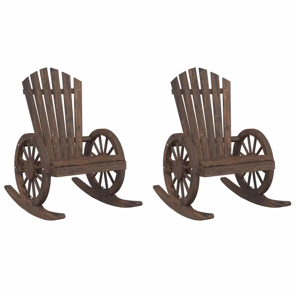 Set di 2 sedie a dondolo Adirondack vidaXL in legno massello di abete color marrone naturale per giardino, terrazzo o balcone – 2
