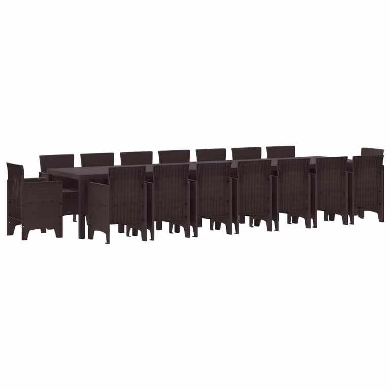 vidaXL Set da pranzo da giardino con cuscini 17 pz Marrone PP