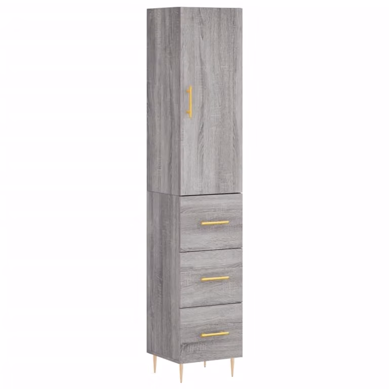 Credenza Grigio Sonoma 34,5x34x180 cm in Legno Multistrato