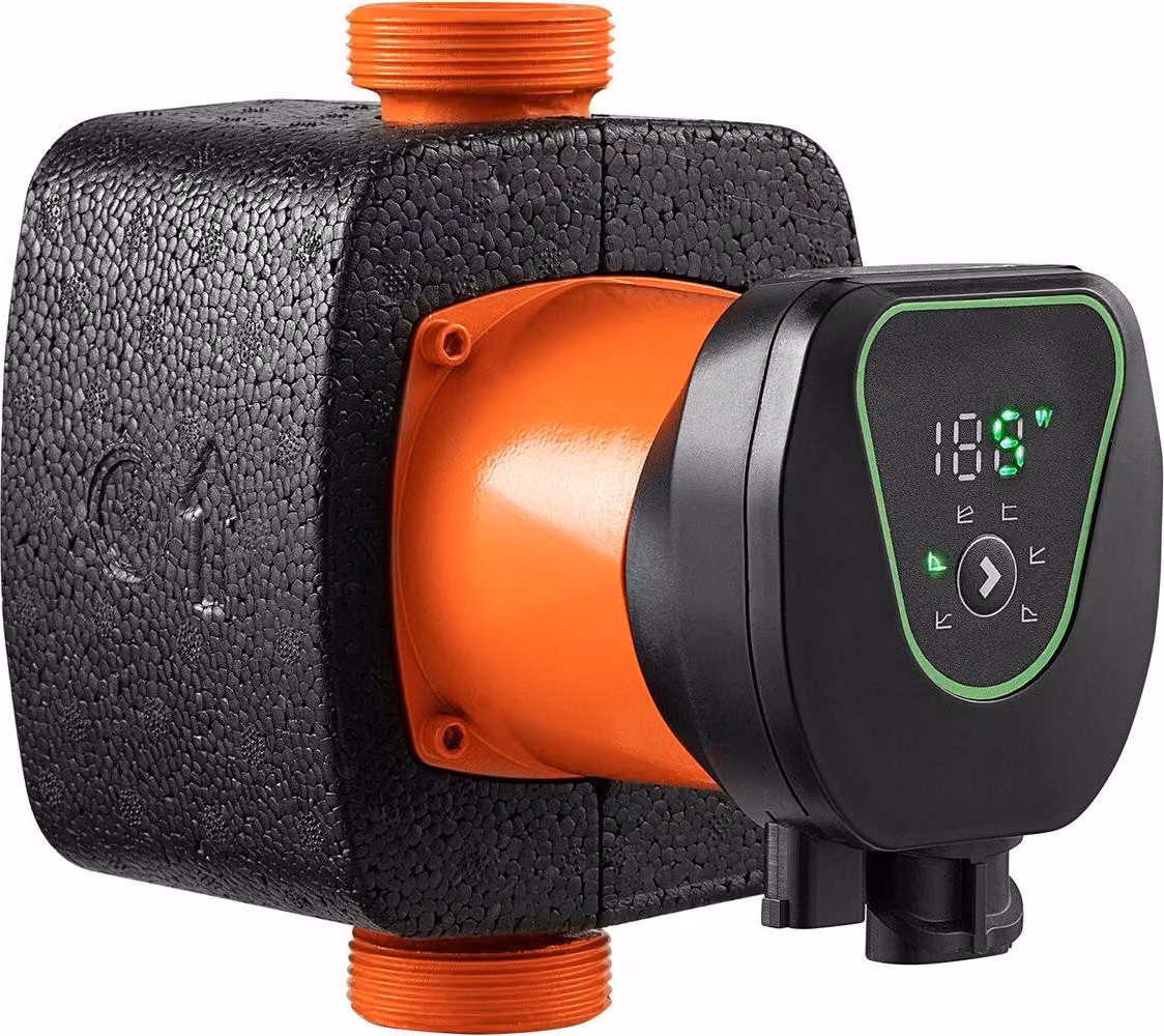 Pompa di circolazione ad alta efficienza LPS25-11PA/180, 117 LPM, prevalenza massima 11 m Pompa di circolazione per acqua calda in ghisa, attacco filettato, valvola di ritegno, funzionamento silenzioso, per impianti di riscaldamento domestici