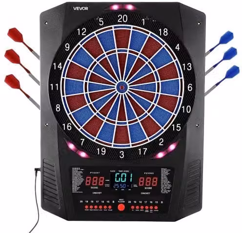 Bersaglio Elettronico per Freccette VEVOR con Schermo LED a Colori, 45 Giochi e 474 Varianti, Diametro: 336 mm, Multicolore