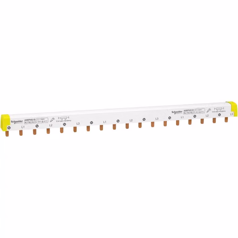 Schneider Electric barra di fase con nervatura, tagliabile, 3P+N, 18 moduli, 100 A A9XPH518