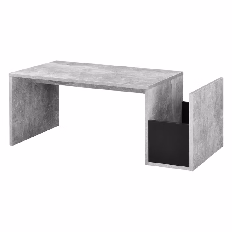 In And OutdoorMatch Tavolino Vallie - Con vano portaoggetti - 90x45x35 - Aspetto concreto e nero - Design elegante