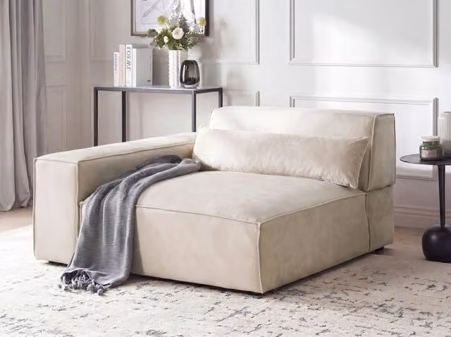 Sezione di seduta angolare destra Velluto beige Modulo divano a 1 posto Moderno a 1 posto