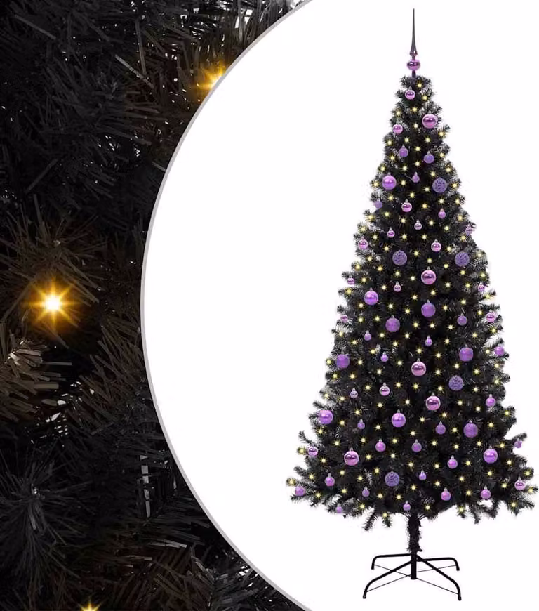 Albero di Natale con 300 LED con supporto Nero 210 cm PVC