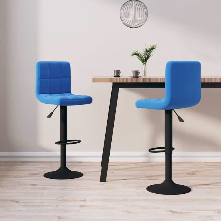 Set di 2 sgabelli da bar vidaXL in velluto blu con base girevole a 360 gradi
