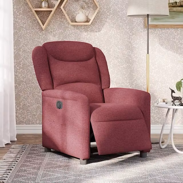 Poltrona | Sedia Relax Elettrica Reclinabile Rosso Vino in Tessuto