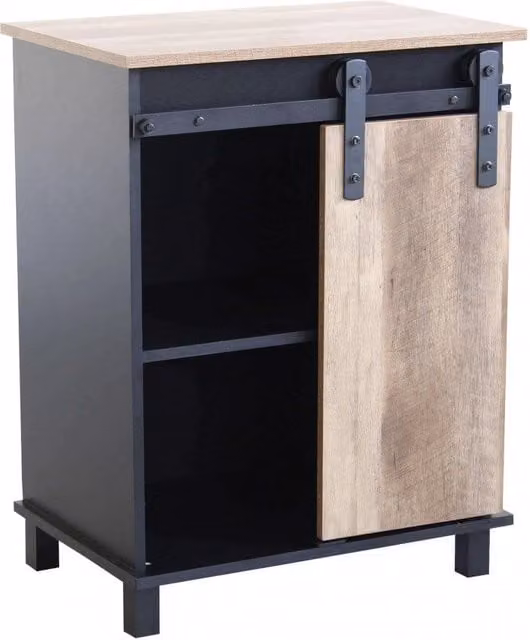 Mobile Xavier GIORDANOSHOP in legno nero con ante scorrevoli, stile industrial, L: 60 cm, P: 40 cm, H: 78 cm – 1