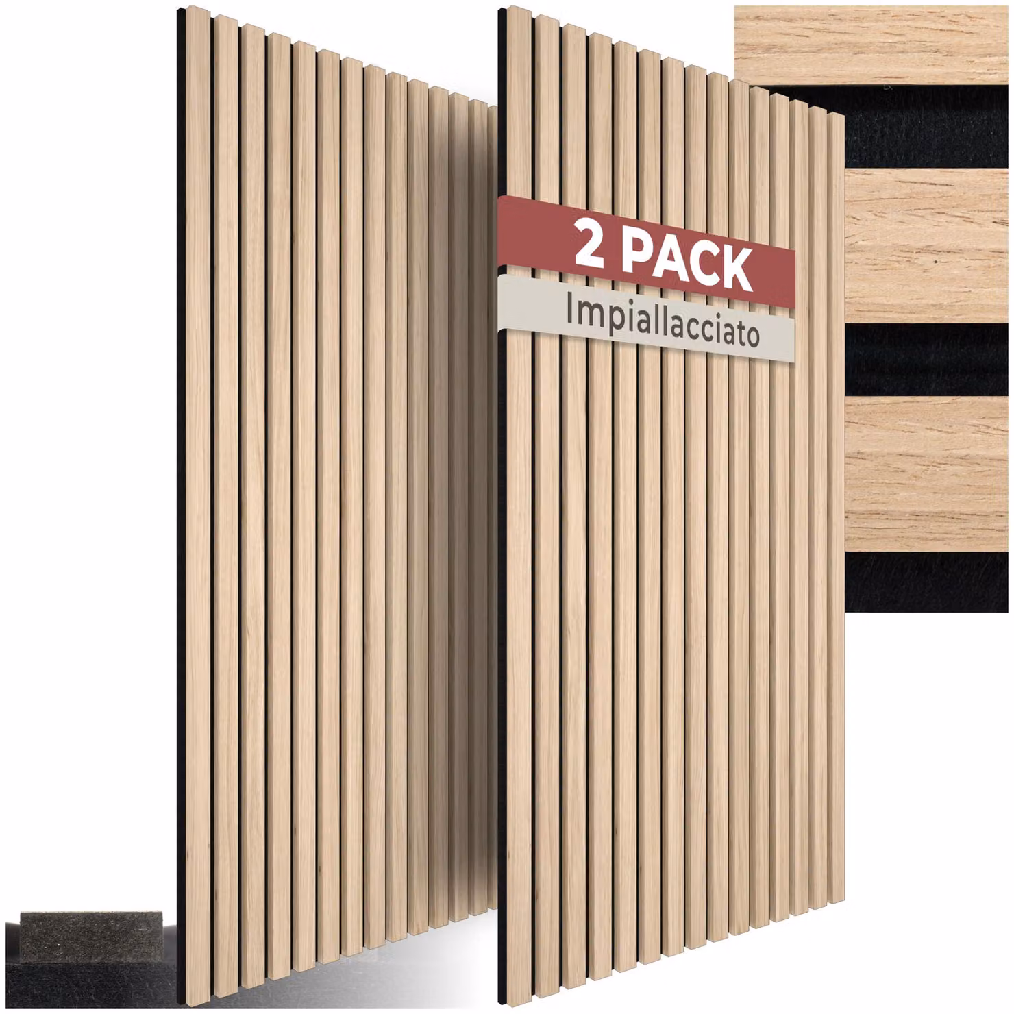 Pannelli acustici in feltro tectake con effetto legno, disponibili nei colori beige e marrone – 1
