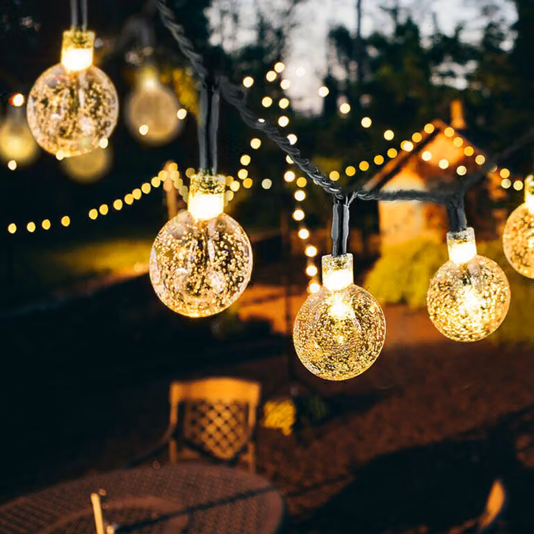 20/50 LEDS sfera di cristallo 5M/10M lampada solare potenza LED String Fairy Lights ghirlande solari giardino decorazione per esterni - bianco puro 50 LEDS