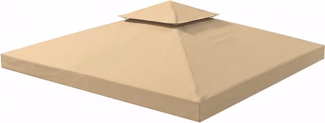Tetto di ricambio per gazebo Outsunny a 2 livelli, resistente ai raggi UV, beige, 3x3 m