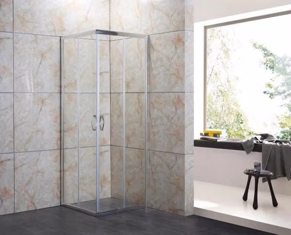 Box Doccia Cristallo 4 MM Trasparente o Opaco 2 lati Apertura Angolare Scorrevole - Misura: 90 x 90 x 185h (Opaco)