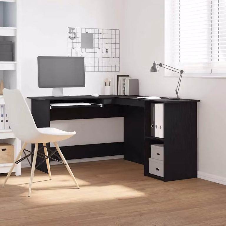 vidaXL Scrivania ad angolo moderna in rovere e nero L/P/H: 120 x 140 x 75 cm