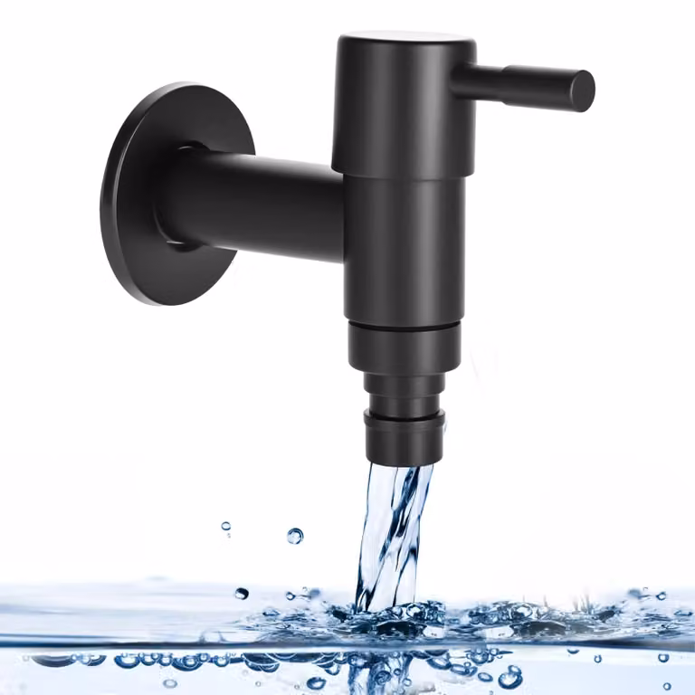 Rubinetto per acqua fredda, attacco G1/2, acciaio inossidabile, finitura nera opaca, confezione singola, adatto per bagno e cucina