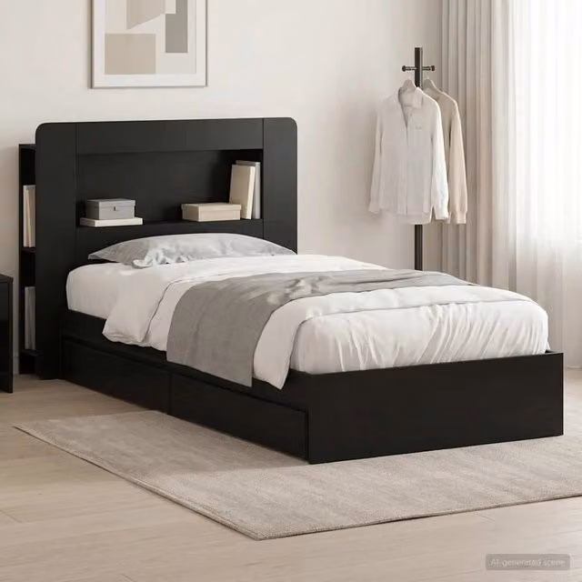 Letto con contenitore e cassetti vidaXL in legno nero L 190 x P 140 x H 93,5 cm – 1