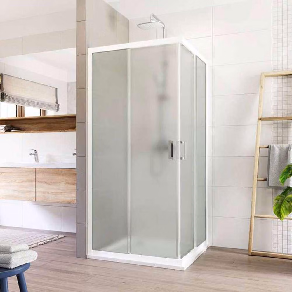 Cabina doccia Mereo, Lima, quadrata, a scomparsa, 90x90 cm, ALU bianco, vetro Point - CK608A02K