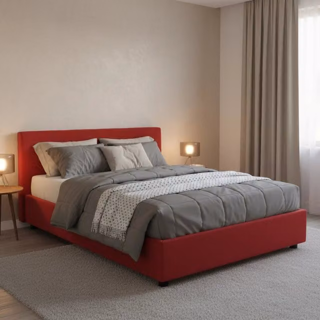 Andla, Letto Piazza e Mezza Sfoderabile Made in Italy, Rosso