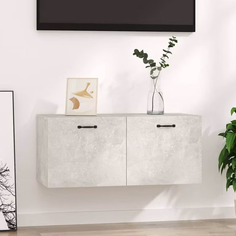 Mobile a parete vidaXL in legno multistrato e MDF, colore grigio cemento, L 80 cm x P 36,5 cm x H 35 cm